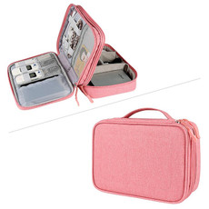 SM02S Double-layer Multifunctional Digital Accessory Storage Bag(Pink)
