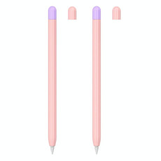 2 Sets 5 In 1 Stylus Silicone Protective Cover + Two-Color Pen Cap + 2 Nib Cases Set For Apple Pencil 1 (Pink)