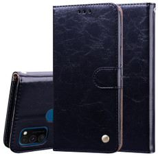 For Samsung Galaxy M21 Business Style Oil Wax Texture Horizontal Flip Leather Case with Holder & Card Slots & Wallet(Black)