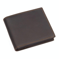 Vintage Crazy Horse Leather Wallet Short Wallet For Men(Brown Black)
