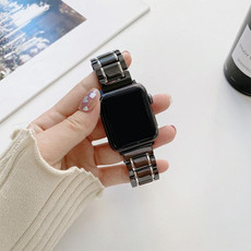 Five Beads Ceramic Steel Watch Band For Apple Watch Ultra 49mm&Watch Ultra 2 49mm / Series 9&8&7 45mm / SE 3&SE 2&6&SE&5&4 44mm / 3&2&1 42mm(Black + Silver) Five Beads Ceramic Steel Watch Band For Apple Watch Ultra 49mm&Watch Ultra 2 49mm / Series 9&8&7 45mm / SE 3&SE 2&6&SE&5&4 44mm / 3&2&1 42mm(Black + Silver)