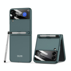 For Samsung Galaxy Z Flip3 5G GKK Integrated Ultra-thin Full Coverage Phone Flip Case with Pen(Forest Green)
