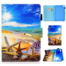 For iPad mini 5 / mini 4 / mini 3 / mini 2 / mini Colored Drawing Stitching Horizontal Flip Leather Case with Holder & Card Slots & Sleep / Wake-up Function(Blue Sky Starfish)