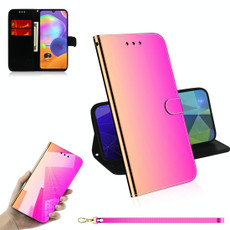 For Samsung Galaxy A31 Lmitated Mirror Surface Horizontal Flip Leather Case with Holder & Card Slots & Wallet & Lanyard(Gradient Color)
