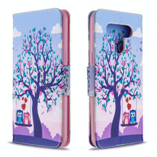 For LG K51 Colored Drawing Pattern Horizontal Flip Leather Case with Holder & Card Slots & Wallet(Two Owls)