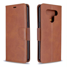 For LG K51 Retro Lambskin Texture Pure Color Horizontal Flip PU Leather Case with Holder & Card Slots & Wallet & Lanyard(Brown)