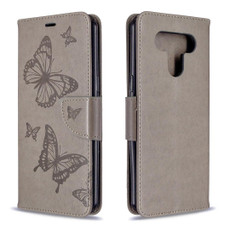 For LG K51 Two Butterflies Embossing Pattern Horizontal Flip Leather Case with Holder & Card Slot & Wallet & Lanyard(Grey) For LG K51 Two Butterflies Embossing Pattern Horizontal Flip Leather Case with Holder & Card Slot & Wallet & Lanyard(Grey)