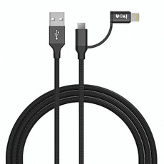 IVON CA51 2.4A USB to 8 Pin + Micro USB 2 in 1 Charging Sync Data Cable, Length: 1m(Black)