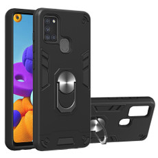 For Samsung Galaxy A21s 2 in 1 Armour Series PC + TPU Protective Case with Ring Holder(Black)