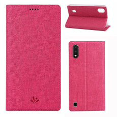 For Samsung Galaxy A01(US Version) ViLi Shockproof TPU + PU Horizontal Flip Protective Case with Card Slot & Holder(Rose Red)