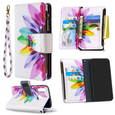 For Samsung Galaxy A01 Colored Drawing Pattern Zipper Horizontal Flip Leather Case with Holder & Card Slots & Wallet(Sun Flower)