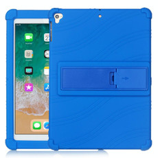 For iPad 6 (9.7 Universal) Tablet PC Silicone Protective Case with Invisible Bracket(Dark Blue)