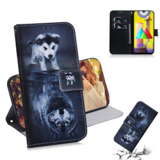 For Galaxy M31 Colored Drawing Horizontal Flip Leather Case with Holder & Card Slot & Wallet(Wolf and Dog)