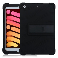 For iPad mini 3 / 2 / 1 Tablet PC Silicone Protective Case with Invisible Bracket(Black)