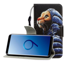 For Galaxy S9 Colored Drawing Horizontal Flip Leather Case with Holder & Card Slot & Wallet(Down Jacket Cat)