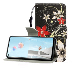 For Huawei Nova 7 SE Colored Drawing Horizontal Flip Leather Case with Holder & Card Slot & Wallet(Safflower)