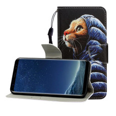 For Galaxy S8 Plus Colored Drawing Horizontal Flip Leather Case with Holder & Card Slot & Wallet(Down Jacket Cat)
