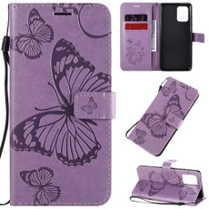 For Galaxy A91 / M80s / S10 Lite 3D Butterflies Embossing Pattern Horizontal Flip Leather Case with Holder & Card Slot & Wallet & Lanyard(Purple)