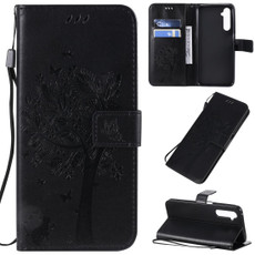 For OPPO Realme 6 Pro Tree & Cat Pattern Pressed Printing Horizontal Flip PU Leather Case with Holder & Card Slots & Wallet & Lanyard(Black) For OPPO Realme 6 Pro Tree & Cat Pattern Pressed Printing Horizontal Flip PU Leather Case with Holder & Card Slots & Wallet & Lanyard(Black)
