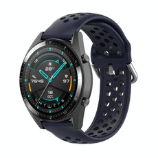 For Huawei Watch GT 46mm / 42mm / GT2 46mm 22mm Clasp Solid Color Sport Watch Band(Dark Blue)