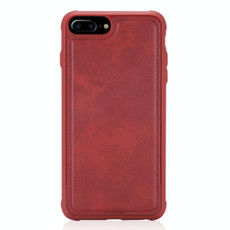 For iPhone 7 Plus / 8 Plus Magnetic Shockproof PC + TPU + PU Leather Protective Case(Red)