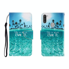 For Galaxy M11 Colored Drawing Horizontal Flip Leather Case with Holder & Card Slot & Wallet(Coconut Tree)