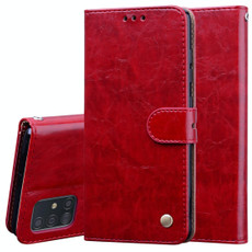 For Galaxy A71 Business Style Oil Wax Texture Horizontal Flip Leather Case, with Holder & Card Slots & Wallet(Red)