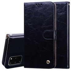 For Galaxy S20 Plus Business Style Oil Wax Texture Horizontal Flip Leather Case, with Holder & Card Slots & Wallet(Black)