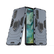 For OPPO FIND X2 Shockproof PC + TPU Protective Case with Magnetic Ring Holder(Navy Blue)