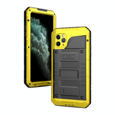 For iPhone 11 Pro Max Dustproof Shockproof Waterproof Silicone + Metal Protective Case(Yellow)