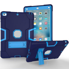 For iPad 4 / 3 / 2 Silicone + PC Protective Case with Stand(Light Blue + Dark Blue)