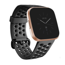 For FITBIT Versa 2 Breathable Silicone Watch Band(Black)