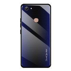 For Vivo Y83 Texture Gradient Glass Protective Case(Dark Blue)