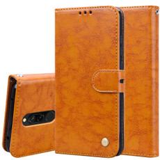For Xiaomi Redmi 8 Business Style Oil Wax Texture Horizontal Flip Leather Case, with Holder & Card Slots & Wallet(Yellow)