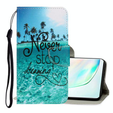 For Galaxy Note 10 3D Colored Drawing Horizontal Flip PU Leather Case with Holder & Card Slots & Wallet(Blue Coconut Grove)