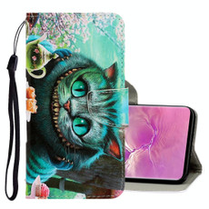 For Galaxy S10 Plus 3D Colored Drawing Horizontal Flip PU Leather Case with Holder & Card Slots & Wallet(Green Eyes)