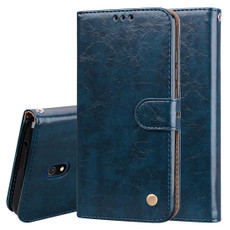 For Xiaomi Redmi 8A Business Style Oil Wax Texture Horizontal Flip Leather Case, with Holder & Card Slots & Wallet(Blue)