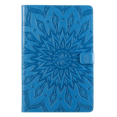 For Galaxy Tab S5e Pressed Printing Sun Flower Pattern Horizontal Flip Leather Case with Holder & Card Slots & Wallet(Blue)