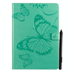 For iPad 10.2 / Pro 10.5 / Air  2019 Pressed Printing Butterfly Pattern Horizontal Flip PU Leather Case with Holder & Card Slots & Wallet & Pen Slot(Green)