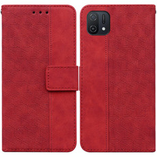 For OPPO A16K Geometric Embossed Leather Phone Case(Red)