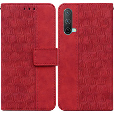 For OnePlus Nord CE 5G Geometric Embossed Leather Phone Case(Red)