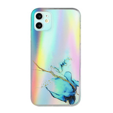 For iPhone 11 Laser Marble Pattern Clear TPU Shockproof Protective Case (Blue)