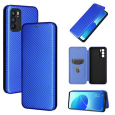 For OPPO Reno6 Carbon Fiber Texture Horizontal Flip TPU + PC + PU Leather Case with Card Slot(Blue) For OPPO Reno6 Carbon Fiber Texture Horizontal Flip TPU + PC + PU Leather Case with Card Slot(Blue)