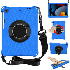 For iPad 10.2 2021 / 2020 / 2019 Spider King EVA Protective Case with Adjustable Shoulder Strap & Holder & Pen Slot(Blue)