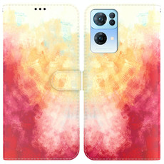 For OPPO Reno7 Pro 5G Watercolor Pattern Horizontal Flip Leather Phone Case(Spring Cherry)