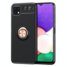 For Samsung Galaxy A22 5G Metal Ring Holder 360 Degree Rotating TPU Case(Black+Rose Gold) For Samsung Galaxy A22 5G Metal Ring Holder 360 Degree Rotating TPU Case(Black+Rose Gold)
