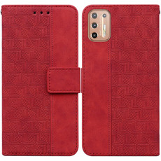 For Motorola Moto G9 Plus Geometric Embossed Leather Phone Case(Red) For Motorola Moto G9 Plus Geometric Embossed Leather Phone Case(Red)