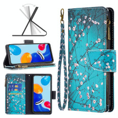 For Xiaomi Redmi Note 11 Colored Drawing Pattern Zipper Leather Phone Case(Plum Blossom)