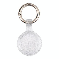 Anti-scratch Clear TPU Shockproof Protective Cover Case with Keychain Hook Loop For AirTag( Glitter Powder Transparent)