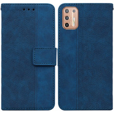 For Motorola Moto G9 Plus Geometric Embossed Leather Phone Case(Blue) For Motorola Moto G9 Plus Geometric Embossed Leather Phone Case(Blue)